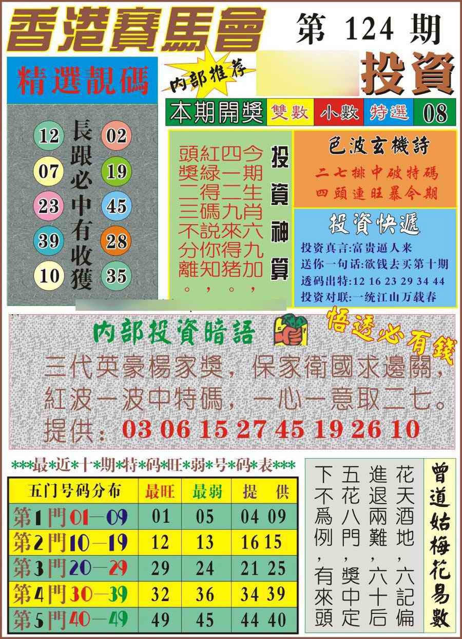 六合彩124期马经投资