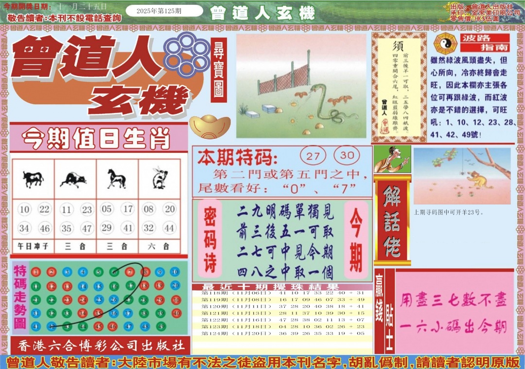 六合彩125期曾道人玄机A