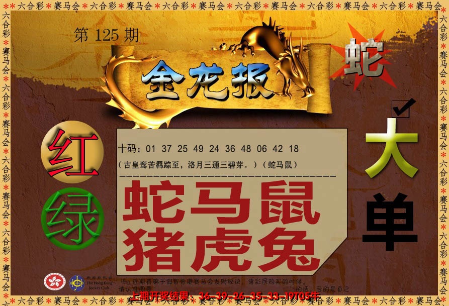 六合彩125期金龙报