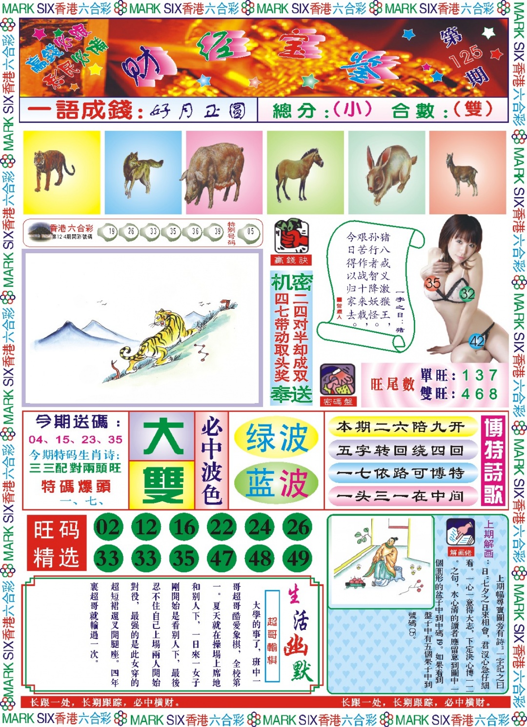 六合彩125期118财经宝鉴(新图)