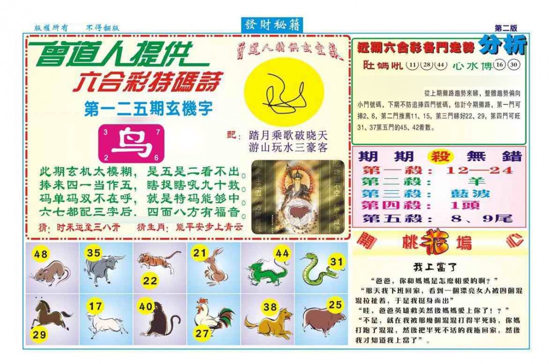 六合彩125期发财秘籍B（新图）