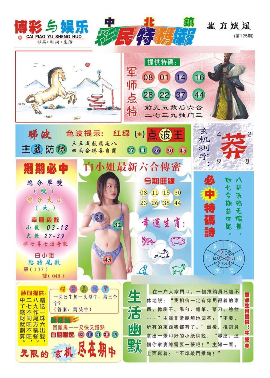 六合彩125期中北彩民特码报(新)