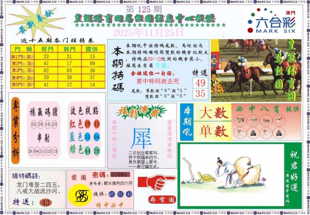 六合彩125期皇冠体育网马经图记录