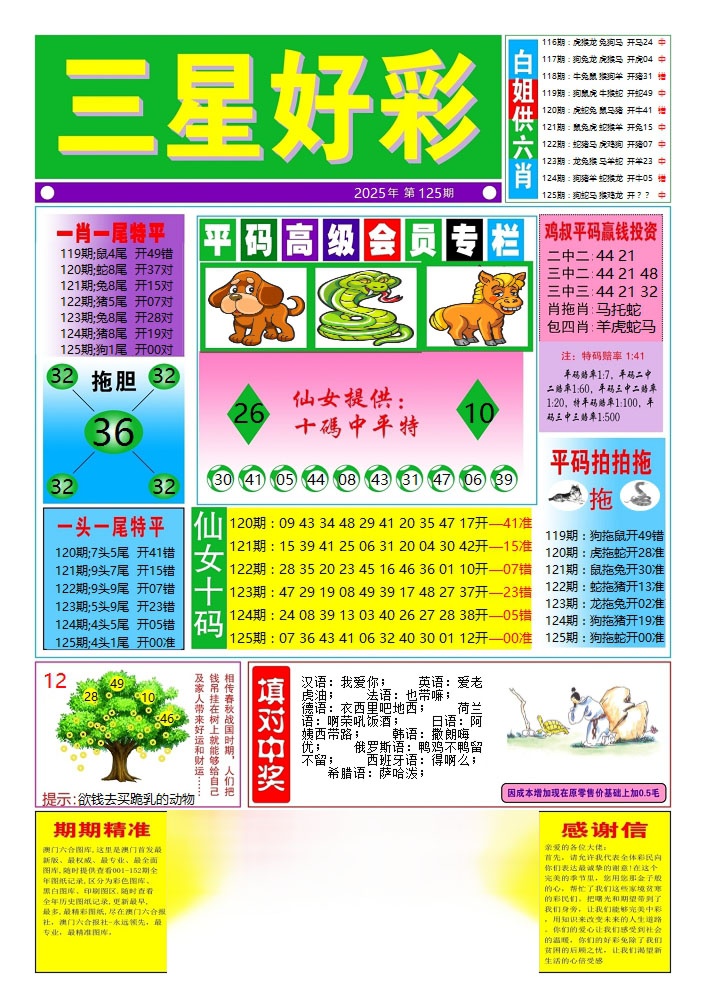 六合彩125期三星好彩4