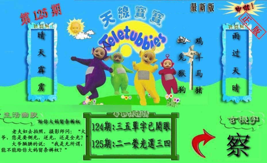六合彩125期新天线宝宝(2006一版)