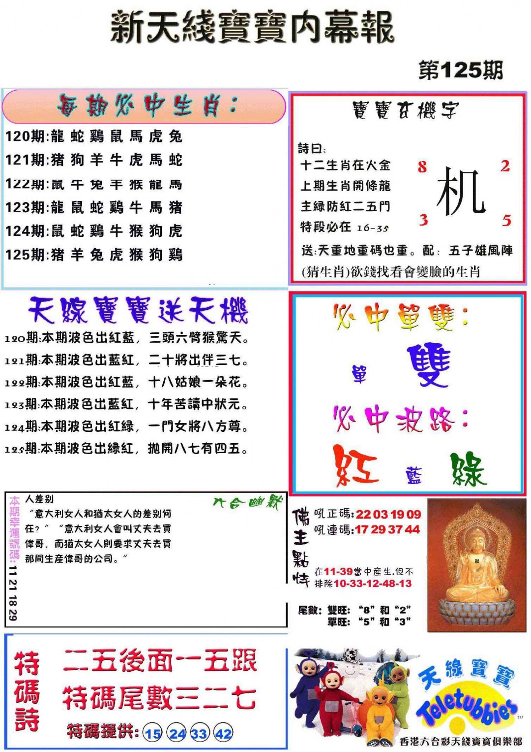 六合彩125期新天线宝宝(彩)