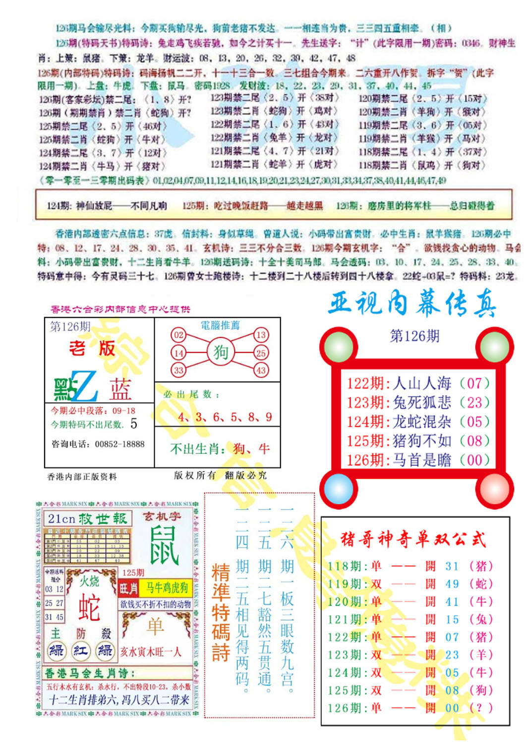六合彩126期亚视内幕传真