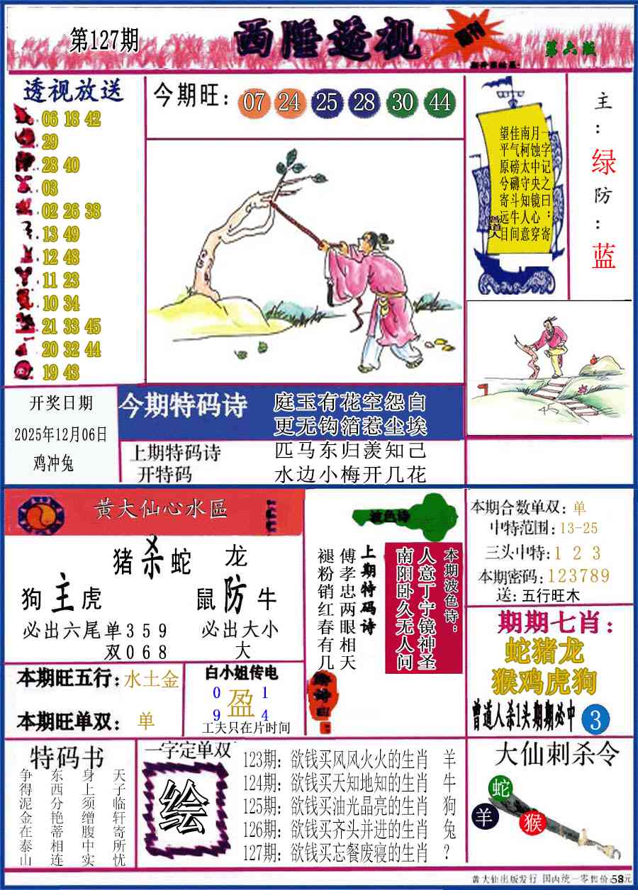 六合彩127期西陲透视(正版)