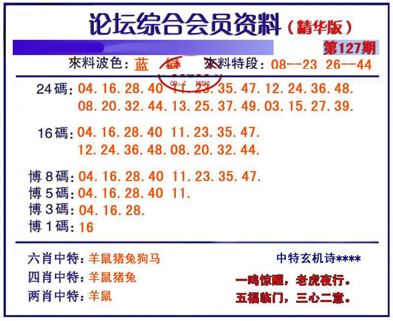 六合彩127期综合会员资料