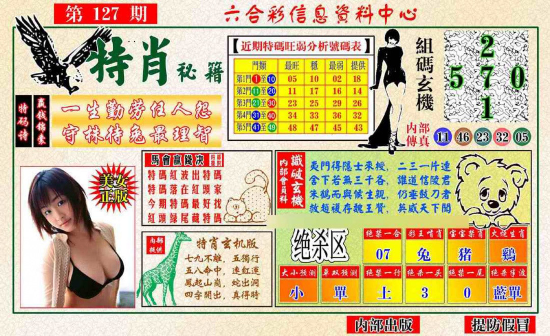 六合彩127期特肖秘籍
