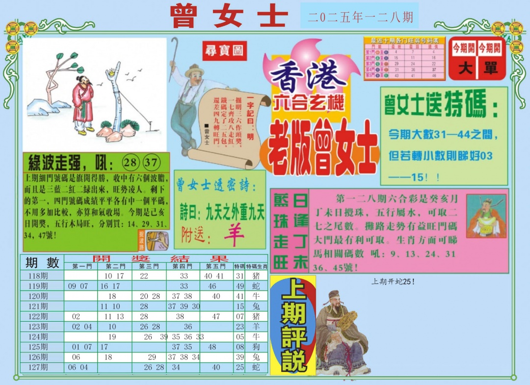 六合彩128期老版曾女士A