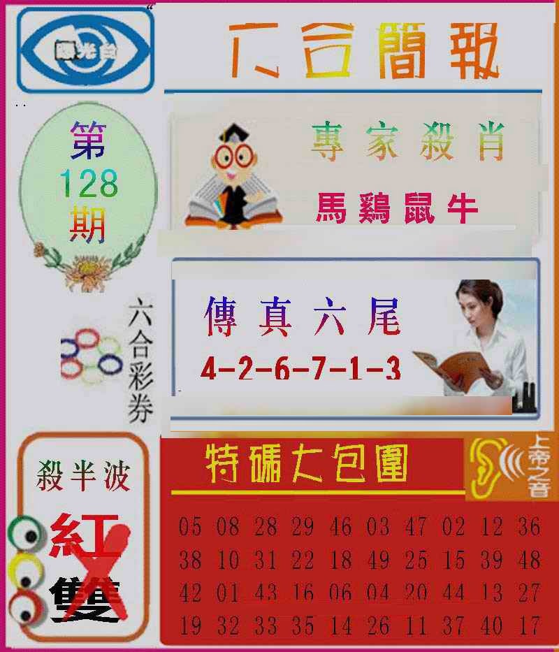 六合彩128期六合简报