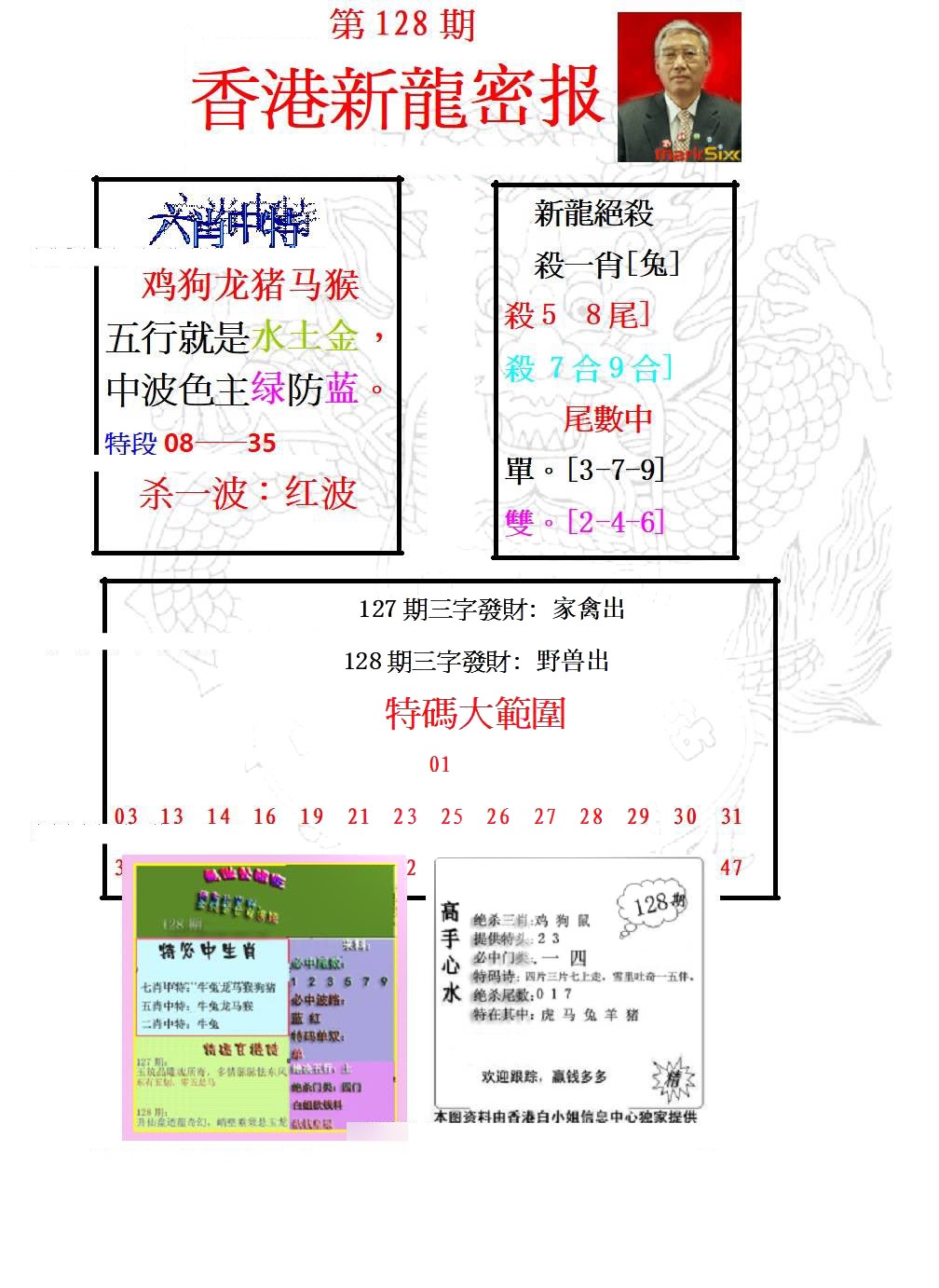 六合彩128期新龙密报