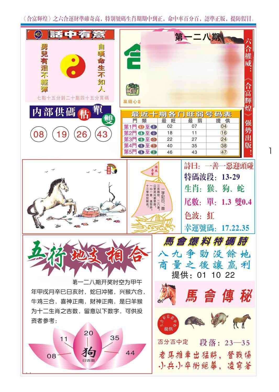 六合彩128期合富辉煌(新图)