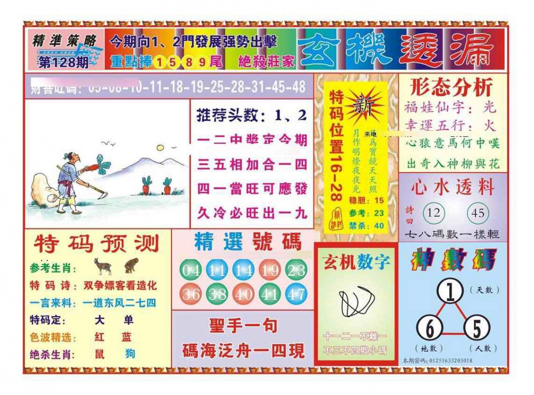 六合彩128期玄机透漏（新图）