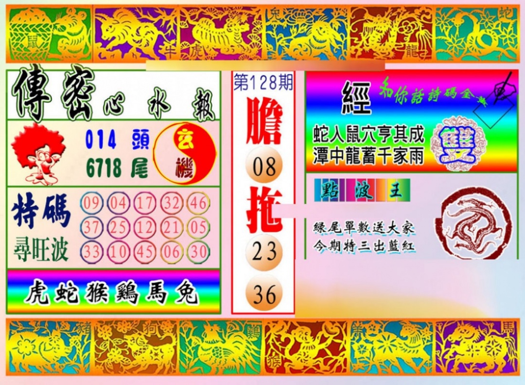 六合彩128期传密心水报