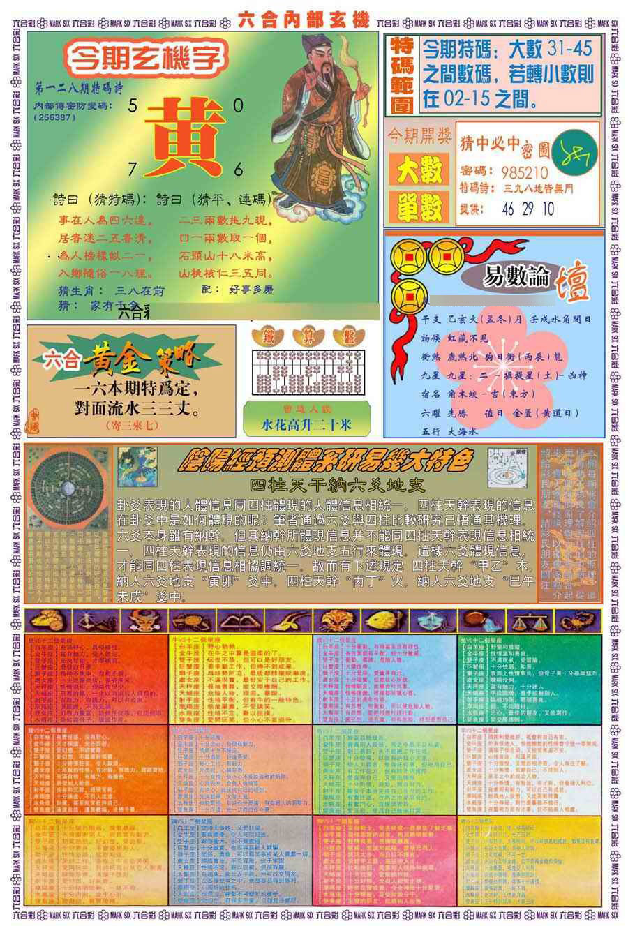 六合彩128期(新版)内部玄机B