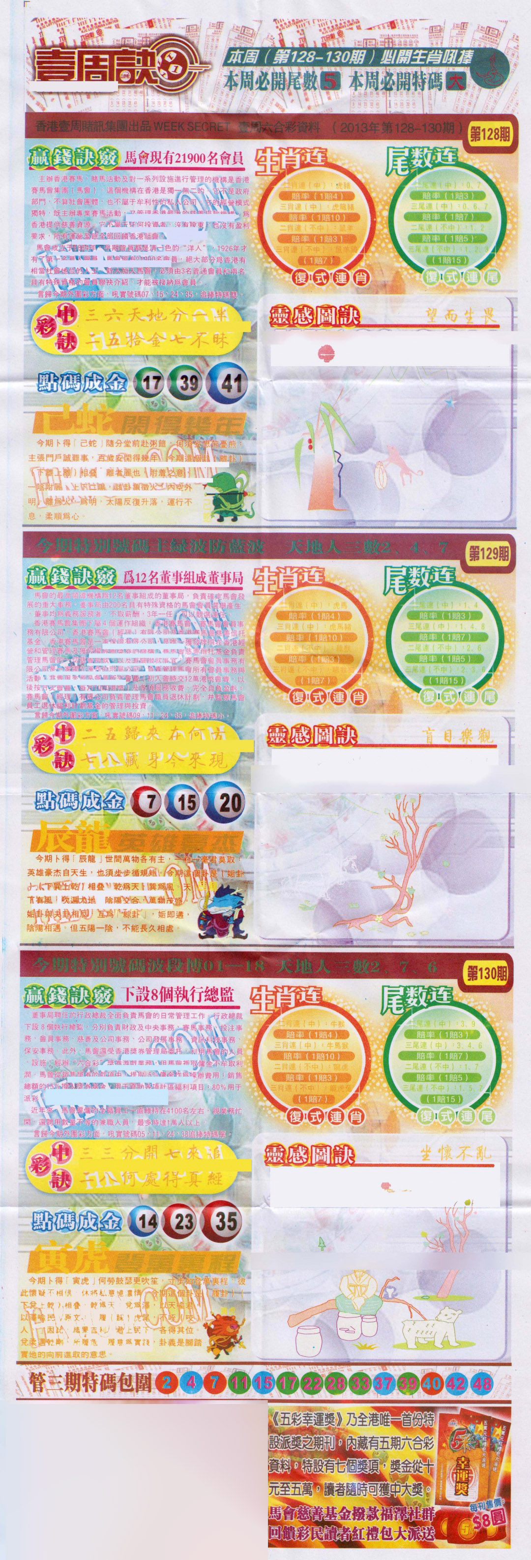 六合彩128期一周决