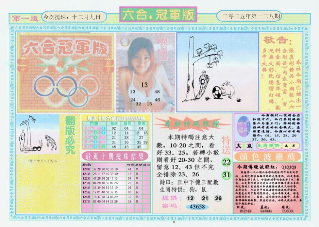 六合彩128期六合冠军版A