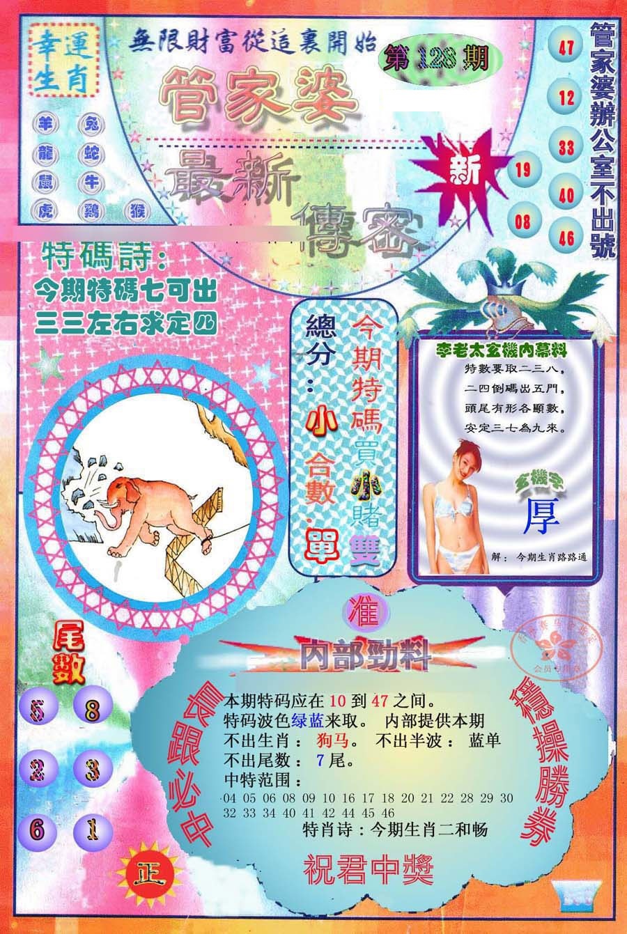 六合彩128期管家婆新传密