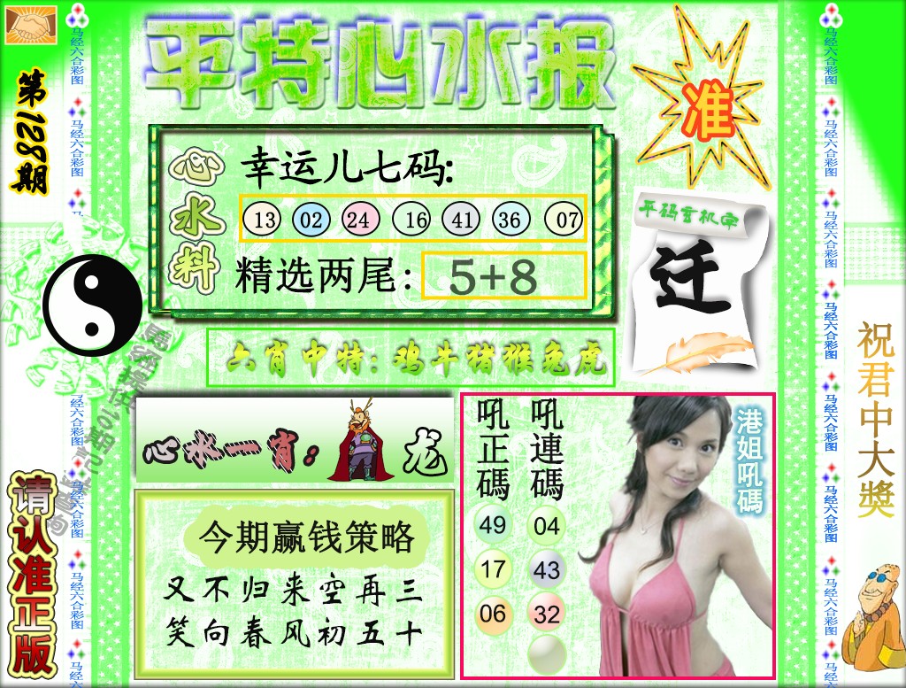 六合彩128期平特心水报（荐）