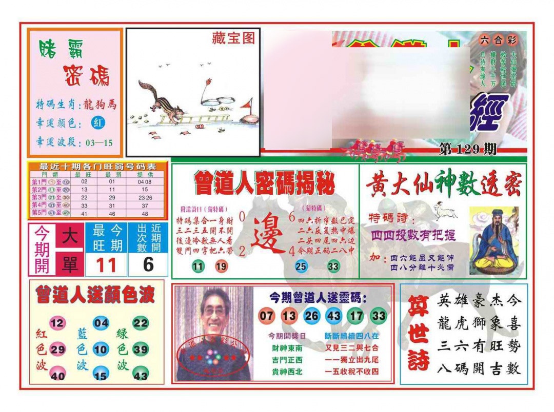 六合彩129期赢钱一经(新图)