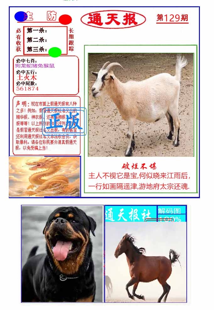 六合彩129期通天杀波图1