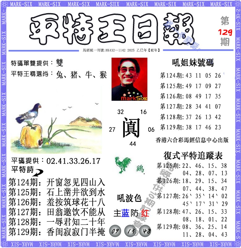 六合彩129期平特王日报（荐）