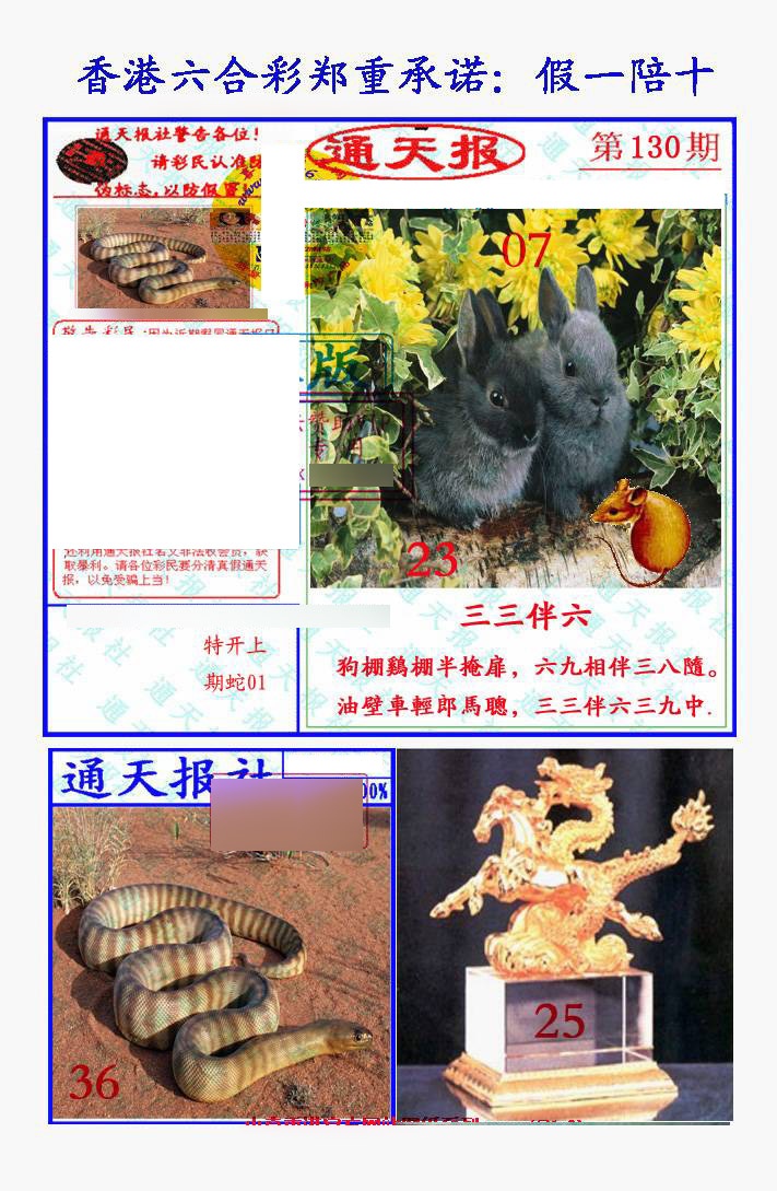 六合彩130期假一陪十通天报