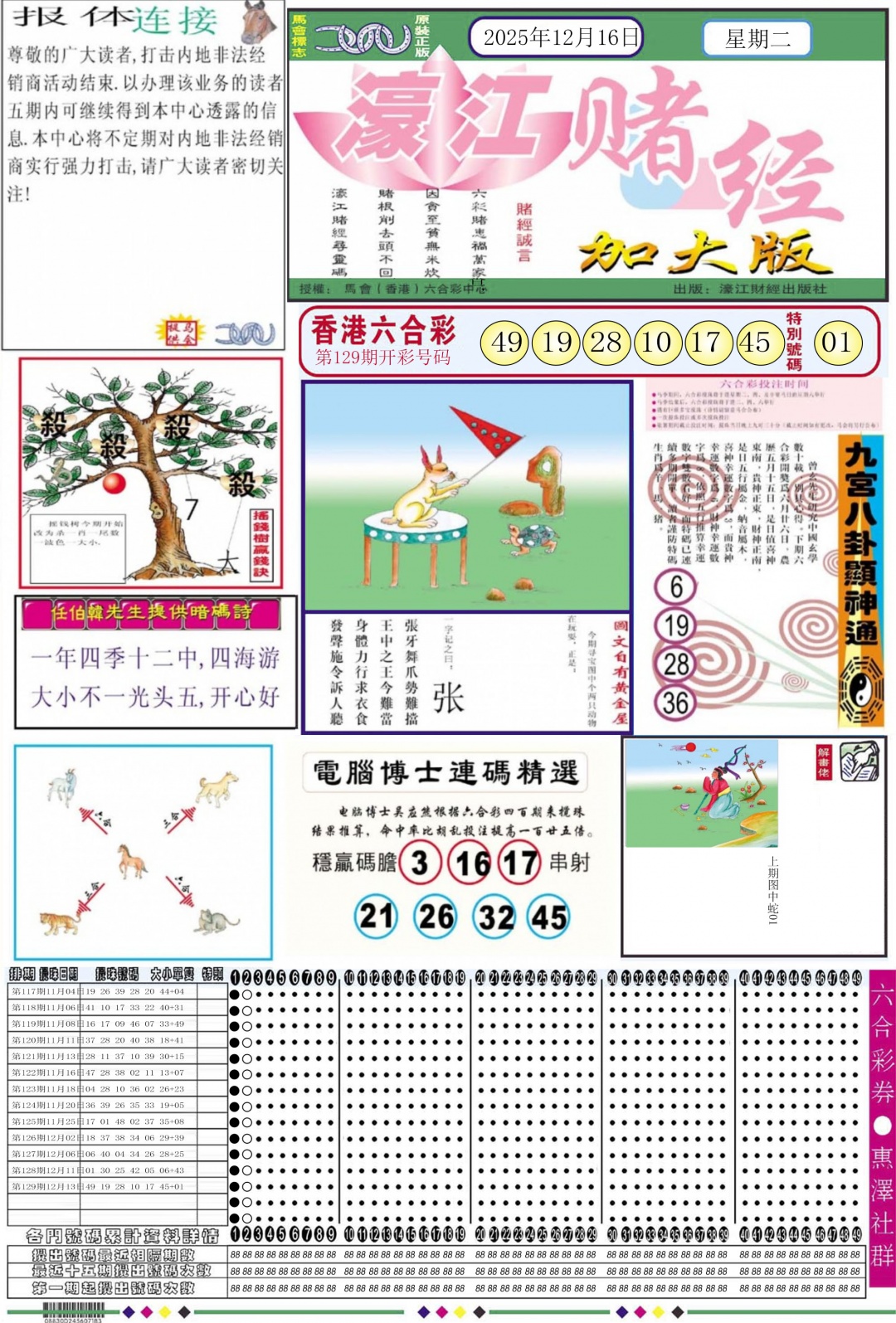 六合彩130期濠江赌经A加大版