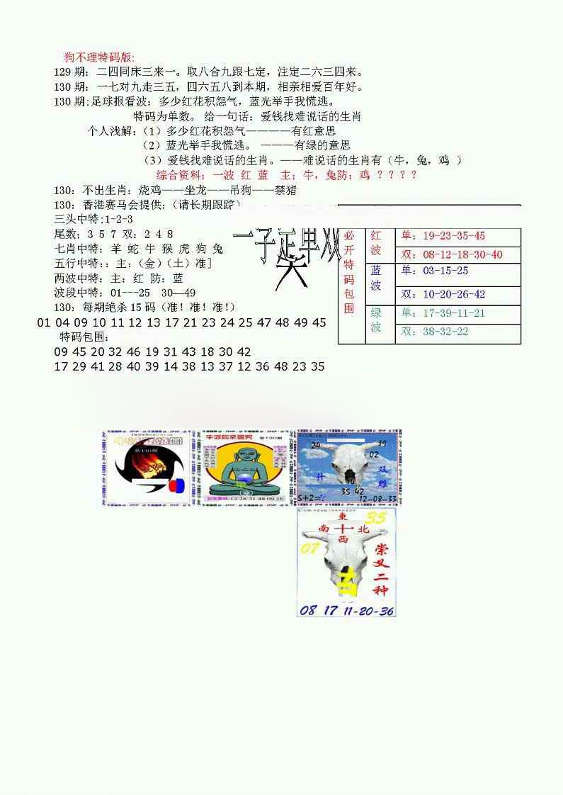 六合彩130期狗不理特码报