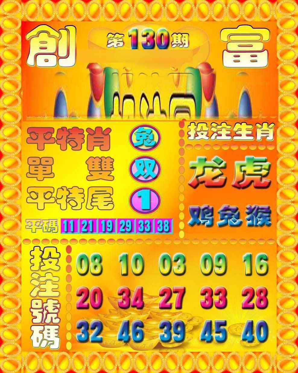 六合彩130期创富投注图