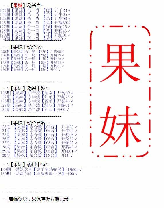 六合彩130期果妹心水