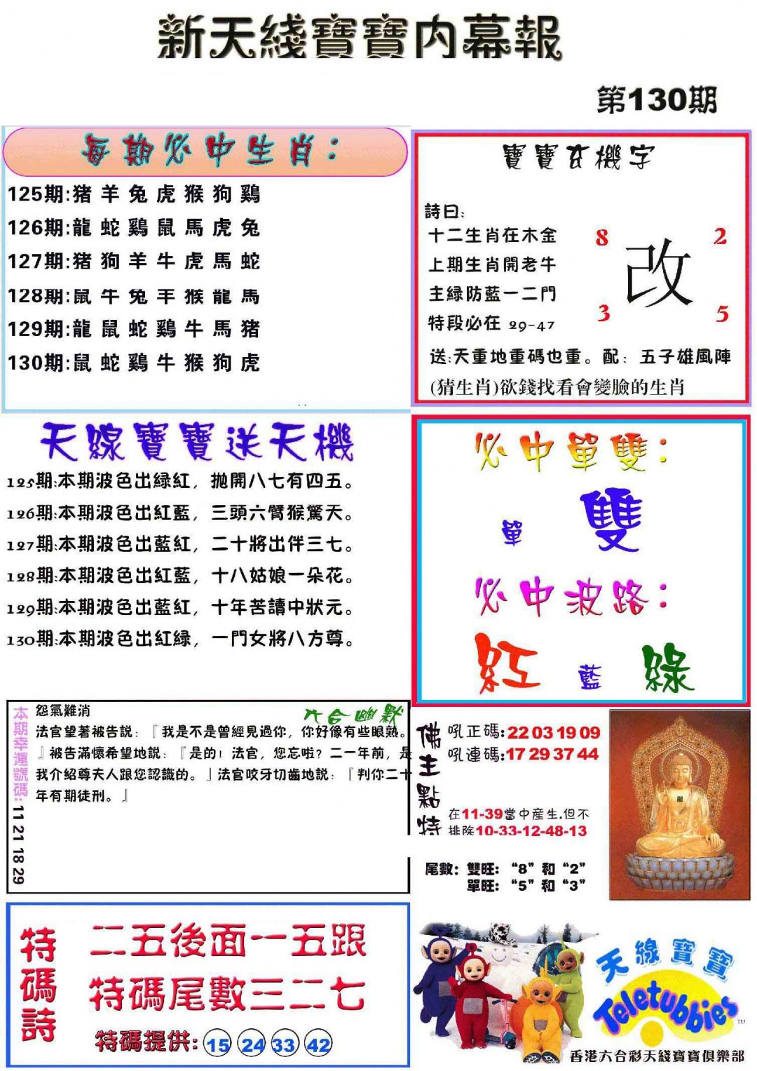 六合彩130期新天线宝宝(彩)