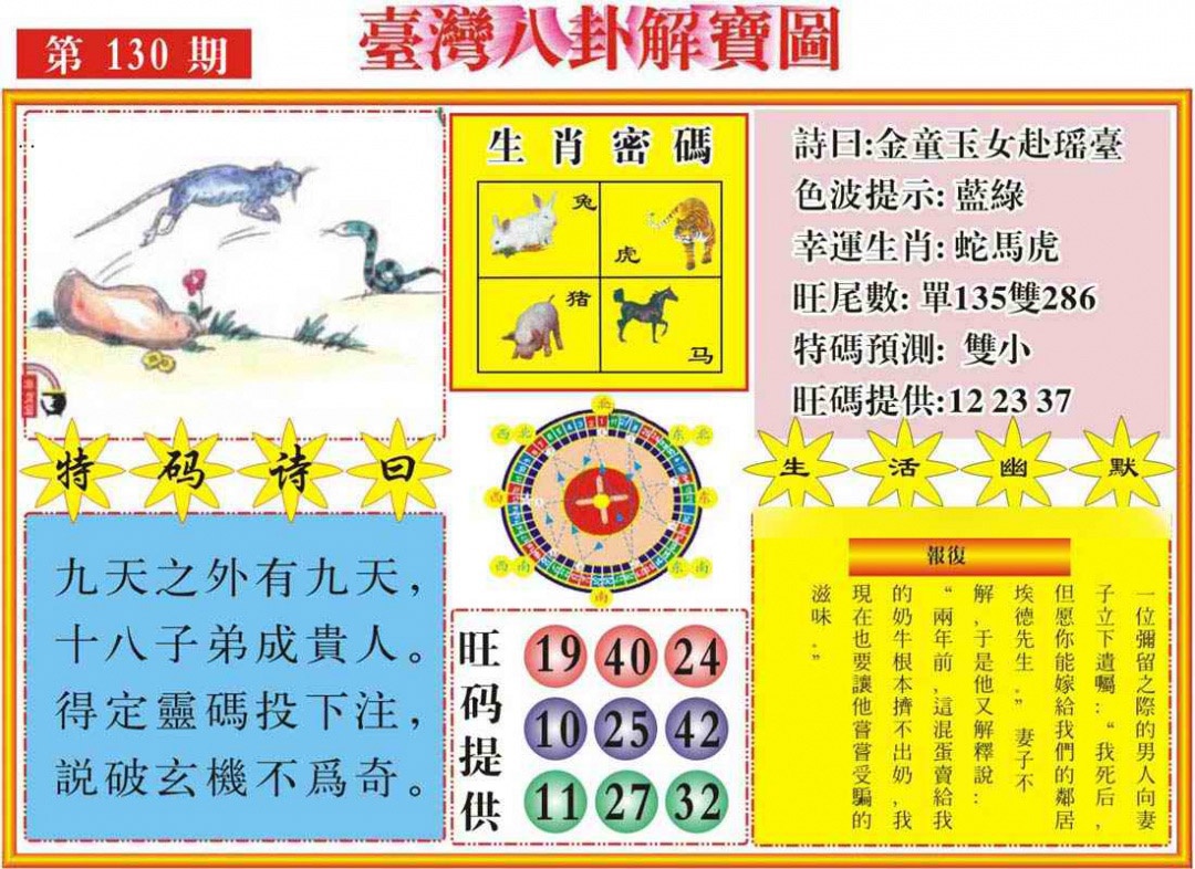 六合彩130期台湾八卦解宝图