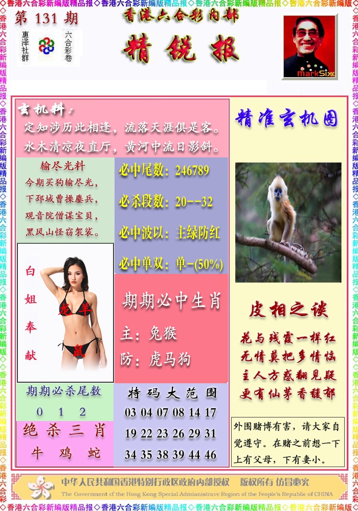 六合彩131期精锐报
