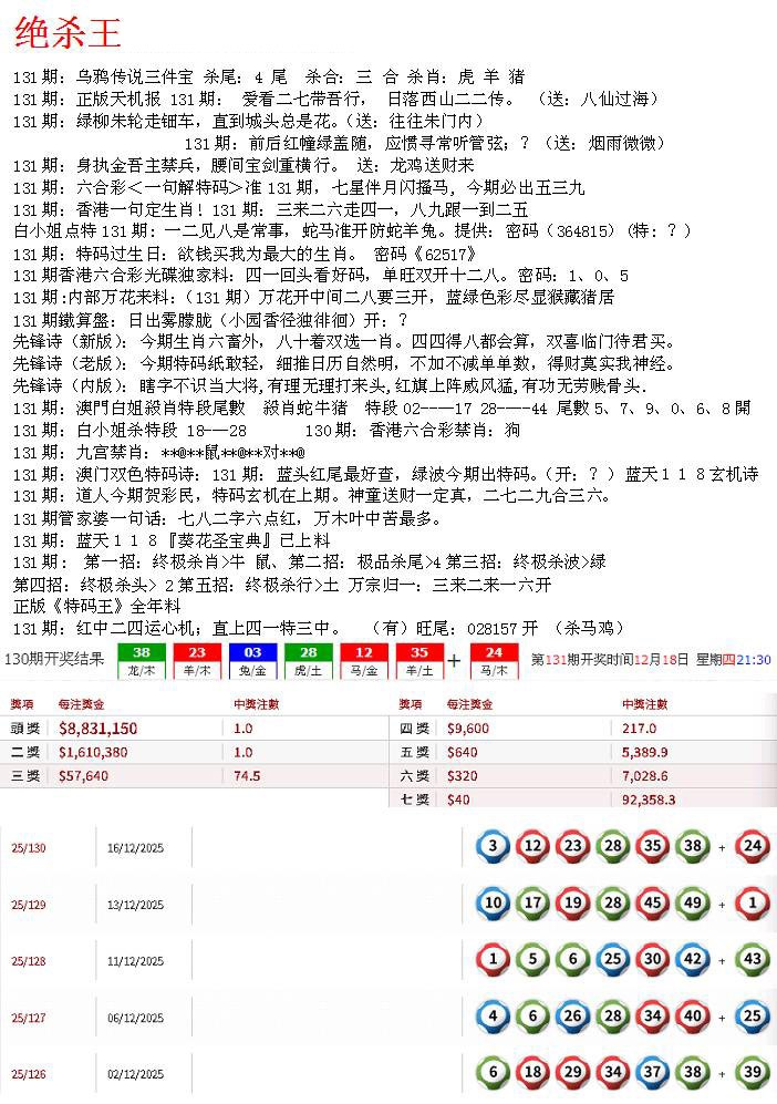 六合彩131期蓝天报B