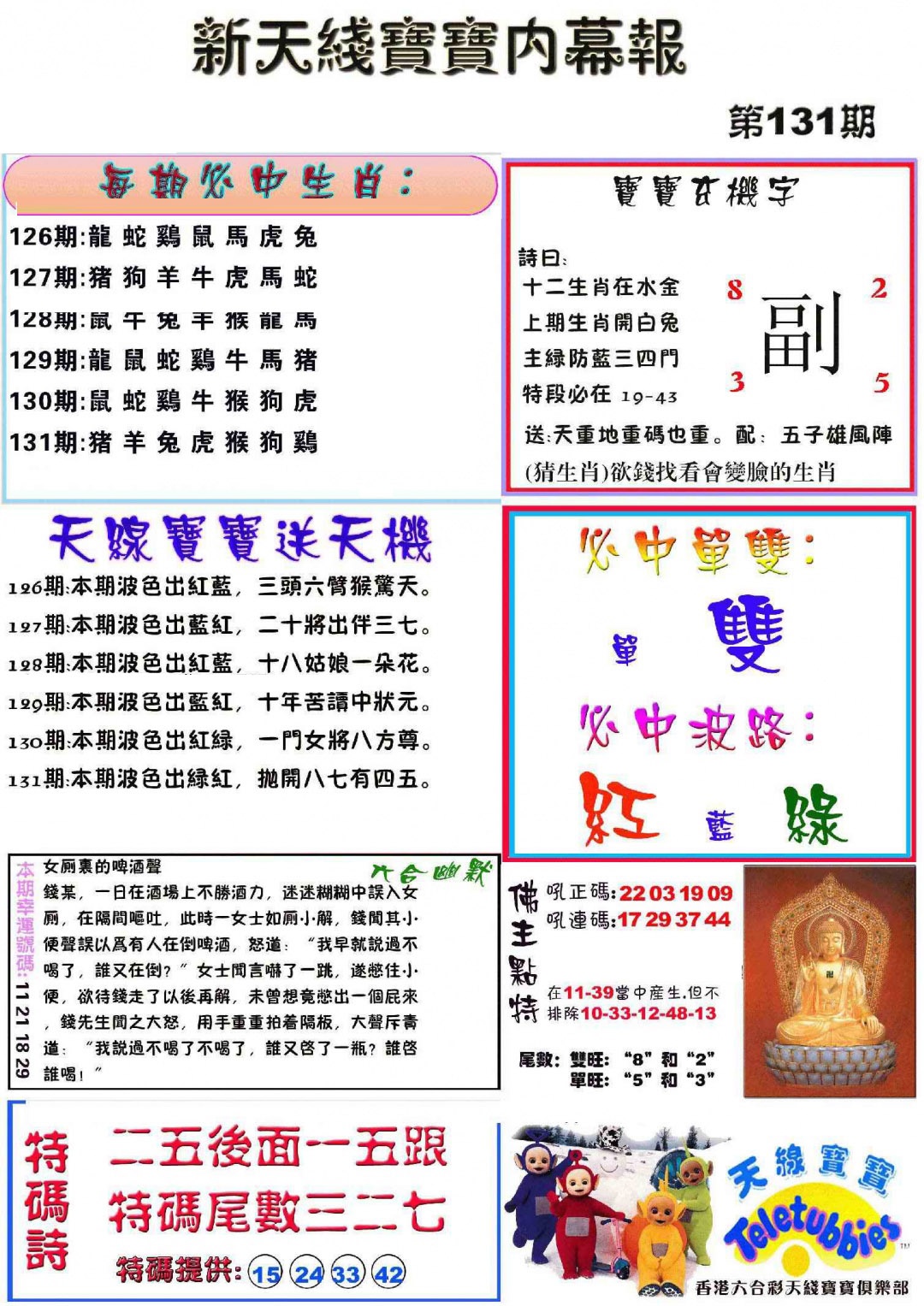 六合彩131期新天线宝宝(彩)