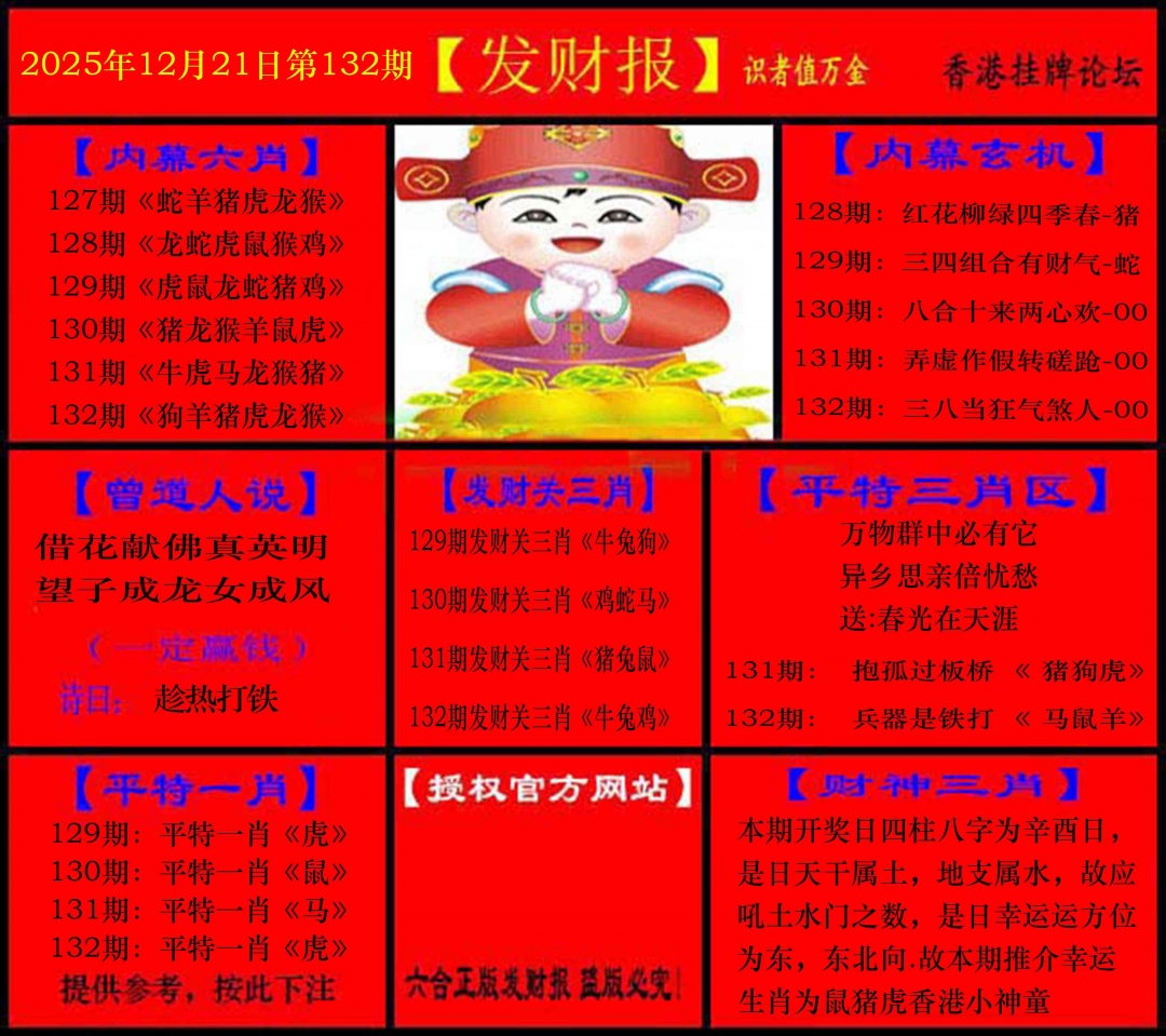 六合彩132期发财报