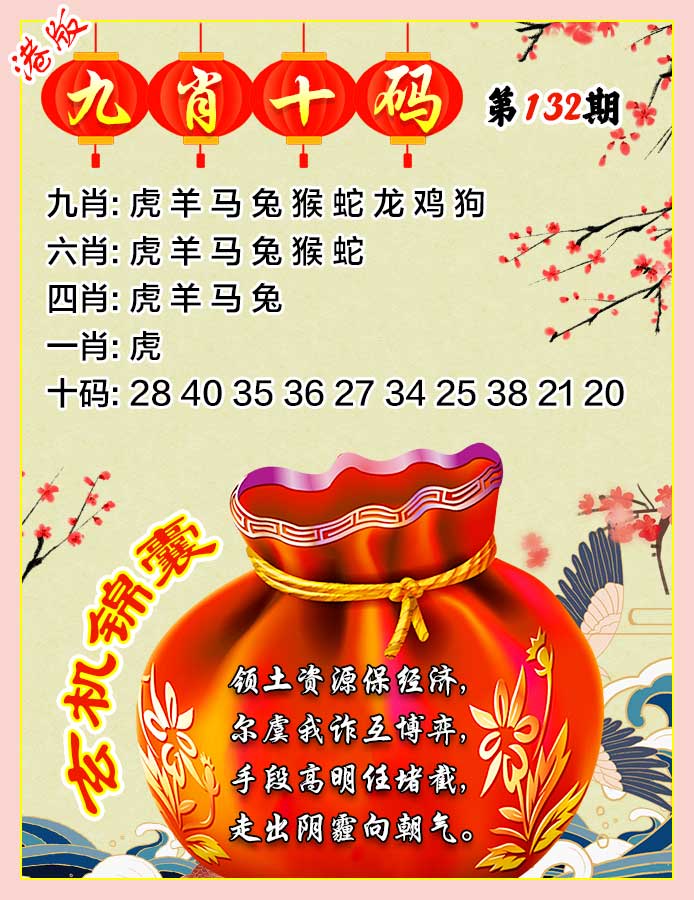 六合彩132期九肖十码