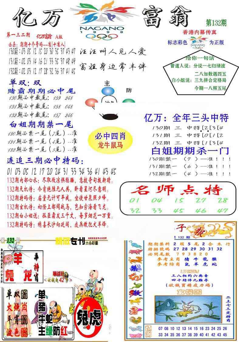 六合彩132期亿万富翁A