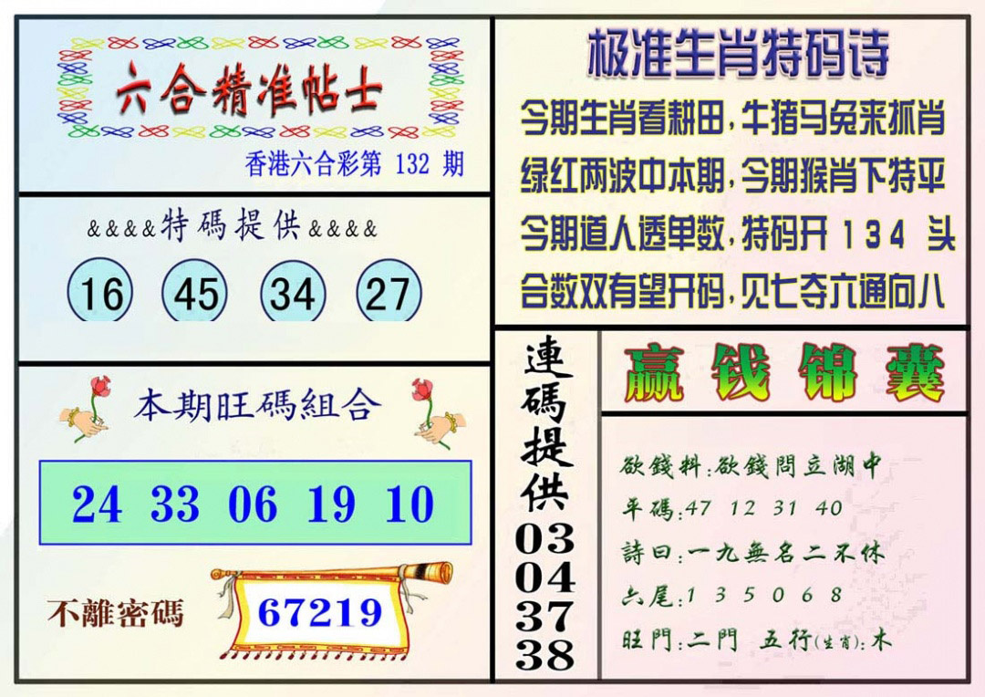 六合彩132期精准贴士