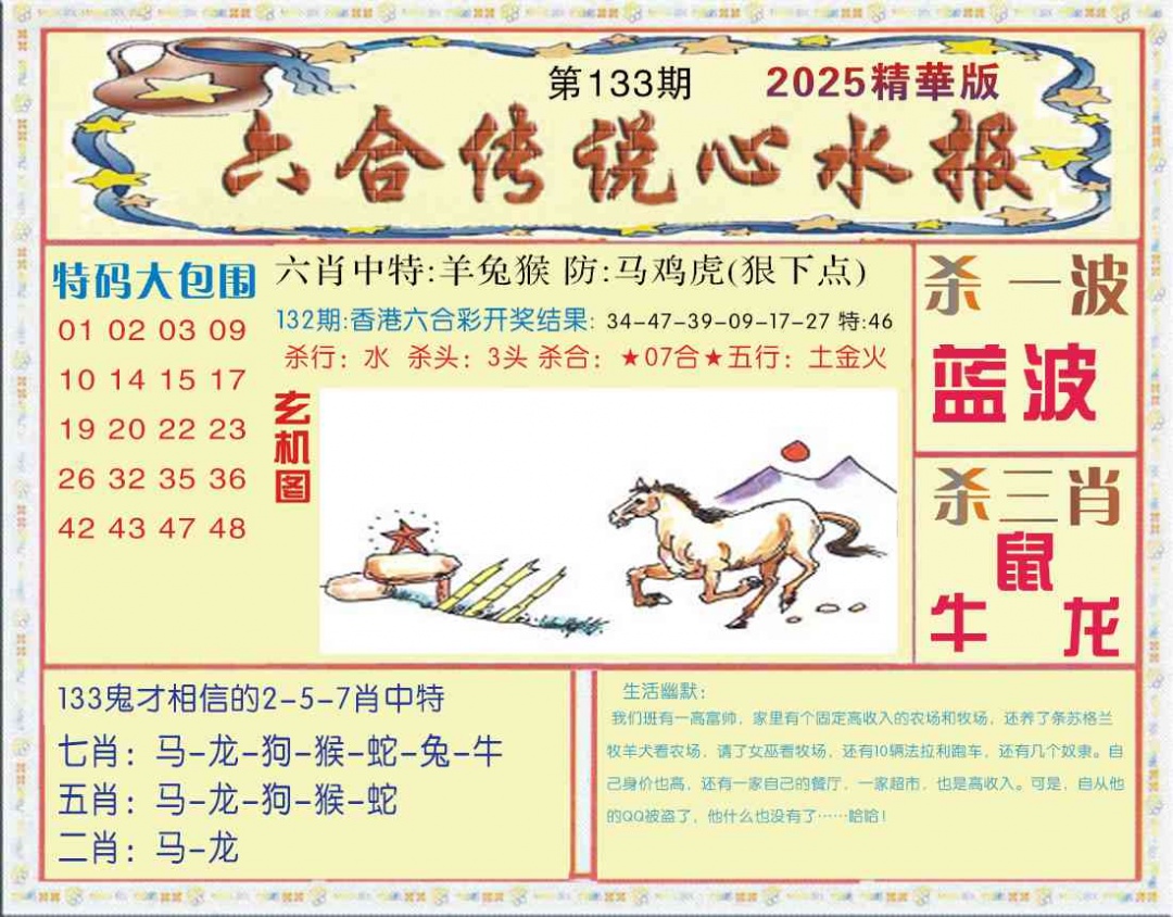 六合彩133期六合传说(心水版)