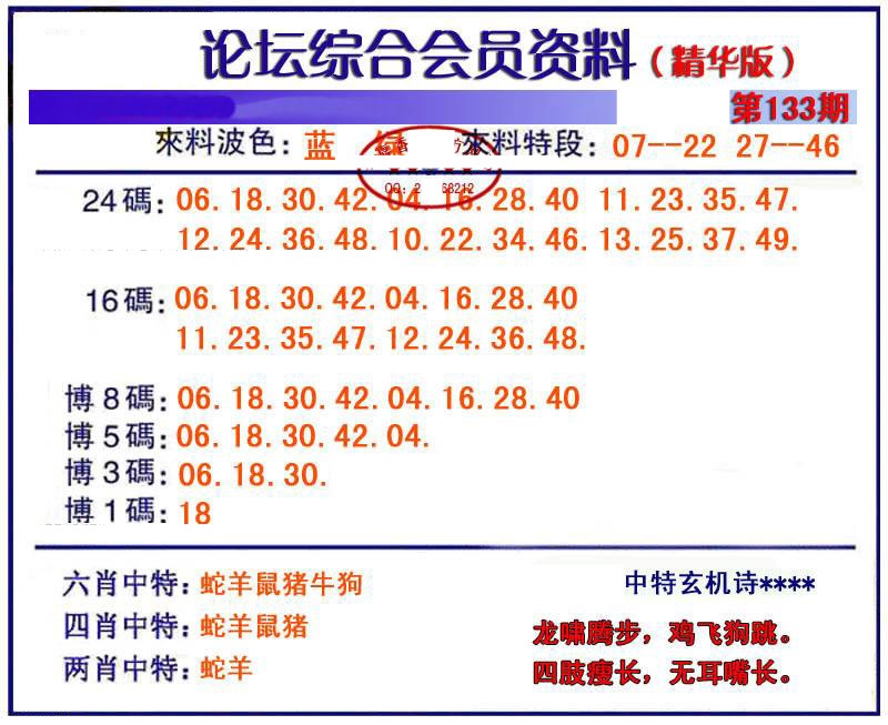 六合彩133期综合会员资料