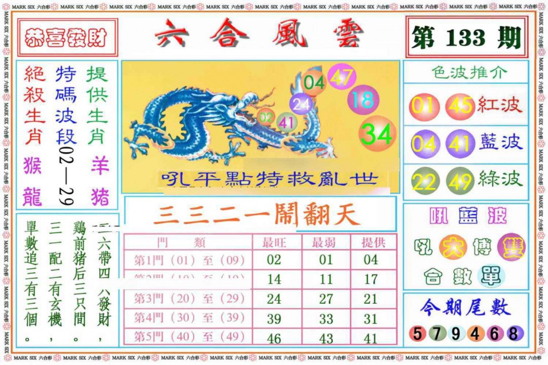六合彩133期六合风云《另版》