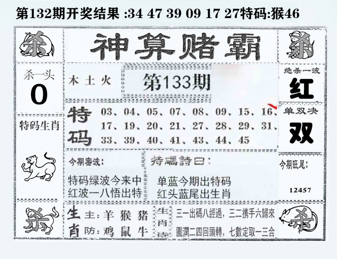 六合彩133期神算赌霸