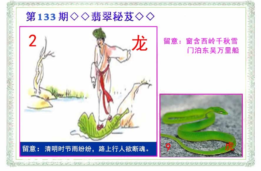 六合彩133期翡翠报