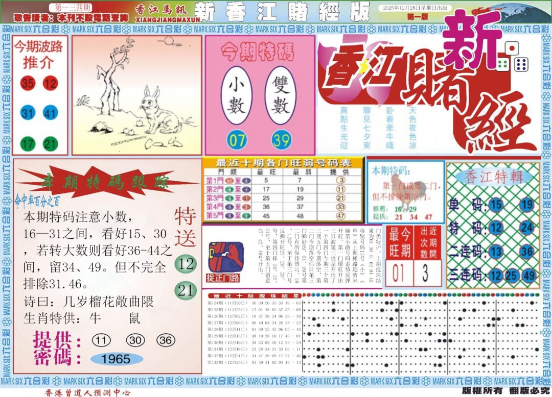 六合彩134期新香江赌经A