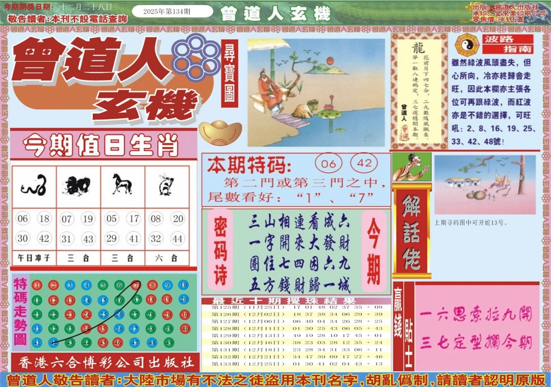 六合彩134期曾道人玄机A