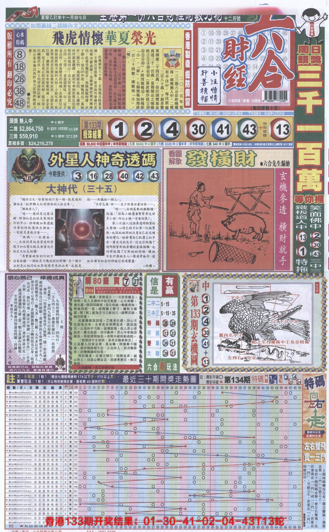 六合彩134期六合财经A加大版